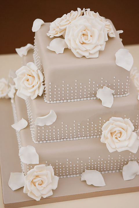 Falling Roses Wedding Cake, with Hand Crafted Sugar Roses